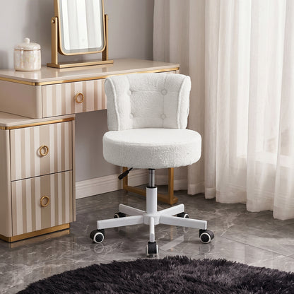 Height-Adjustable Swivel Vanity Chair with Castors