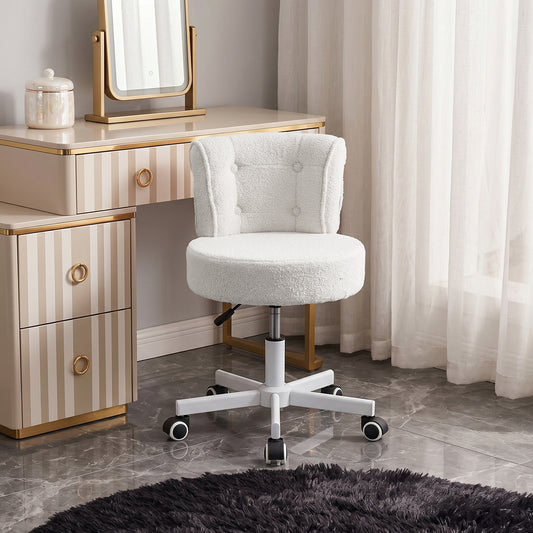 Height-Adjustable Swivel Vanity Chair with Castors