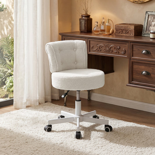 Height-Adjustable Swivel Vanity Chair with Castors