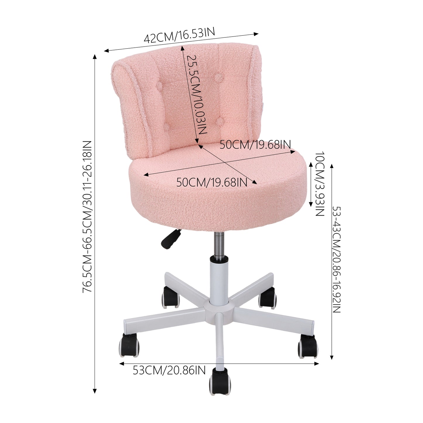 Height-Adjustable Swivel Vanity Chair with Castors
