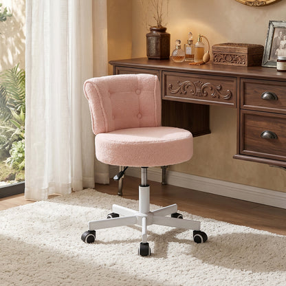 Height-Adjustable Swivel Vanity Chair with Castors