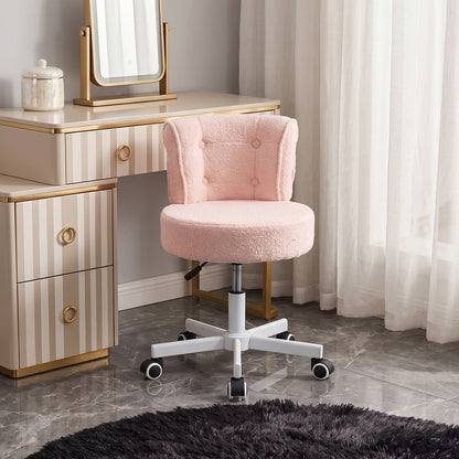 Height-Adjustable Swivel Vanity Chair with Castors