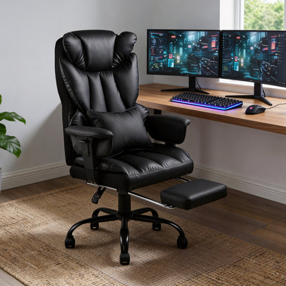 Ergonomic High Back Office Chair with Footrest and Casters