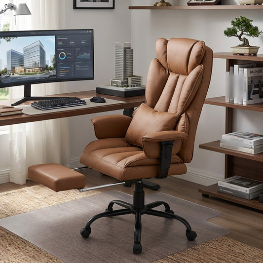 Ergonomic High Back Office Chair with Footrest and Casters