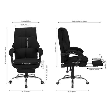 Height-Adjustable Ergonomic Reclining Office Chair with Footrest