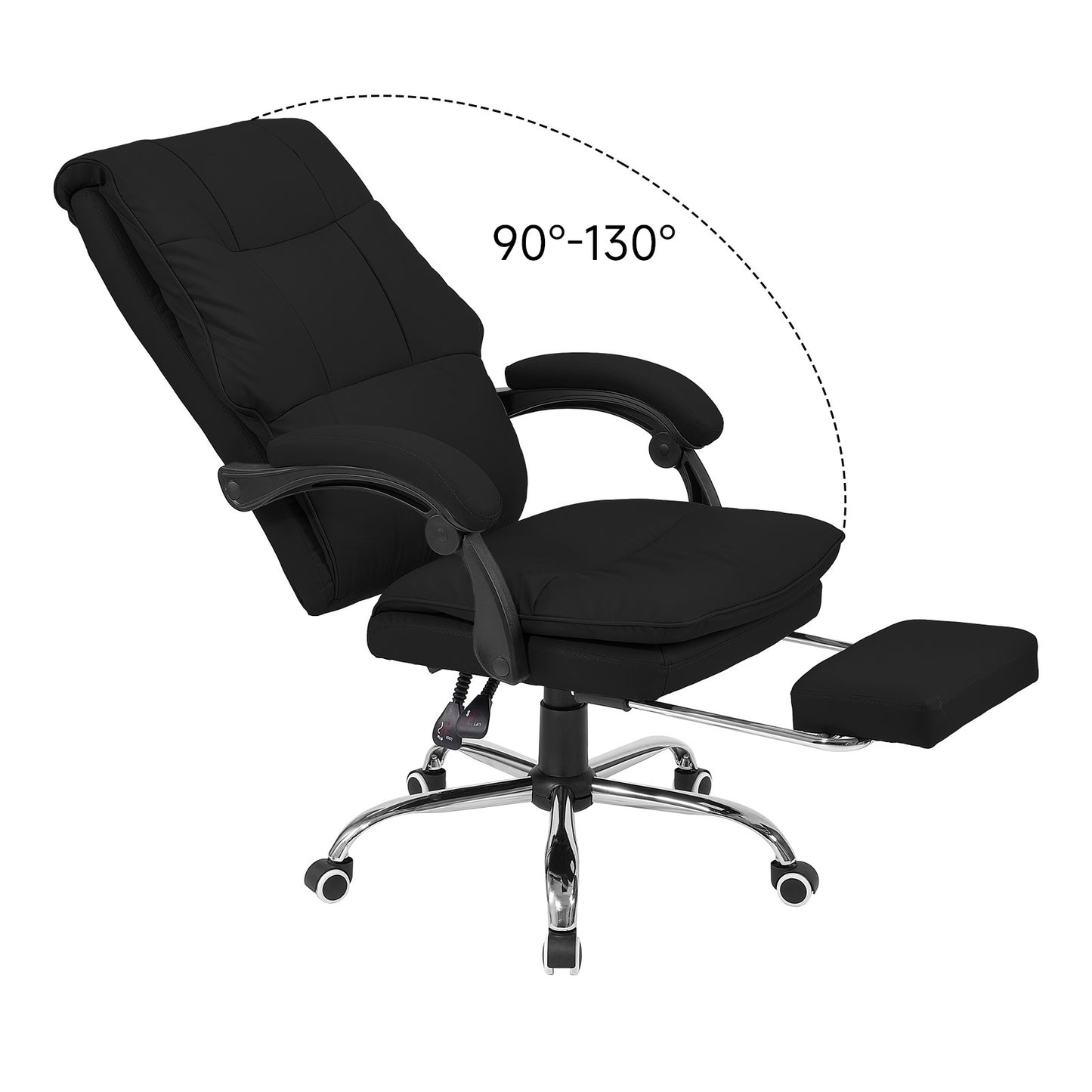 Height-Adjustable Ergonomic Reclining Office Chair with Footrest