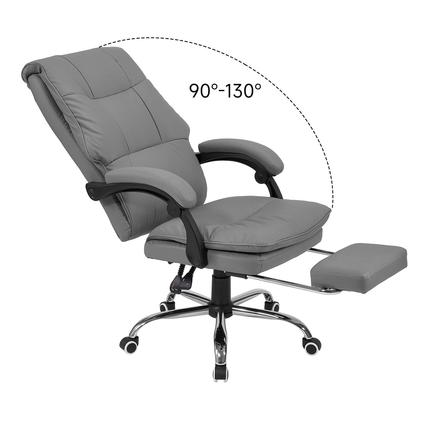 Height-Adjustable Ergonomic Reclining Office Chair with Footrest