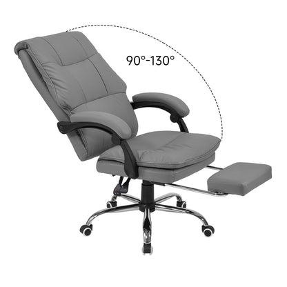 Height-Adjustable Ergonomic Reclining Office Chair with Footrest