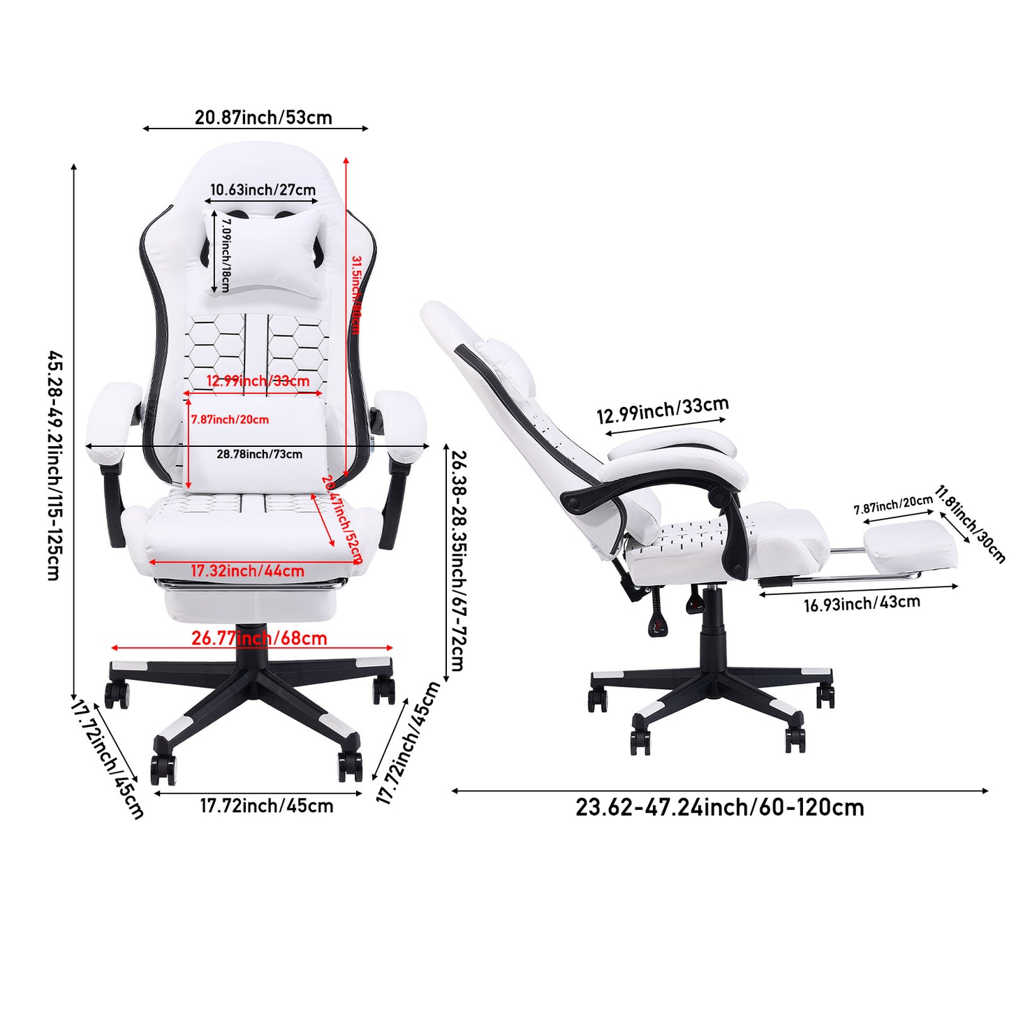 High Back Ergonomic Gaming Chair with Massage Lumbar Support & Footrest