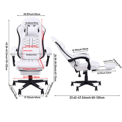 High Back Ergonomic Gaming Chair with Massage Lumbar Support & Footrest