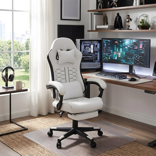 High Back Ergonomic Gaming Chair with Massage Lumbar Support & Footrest