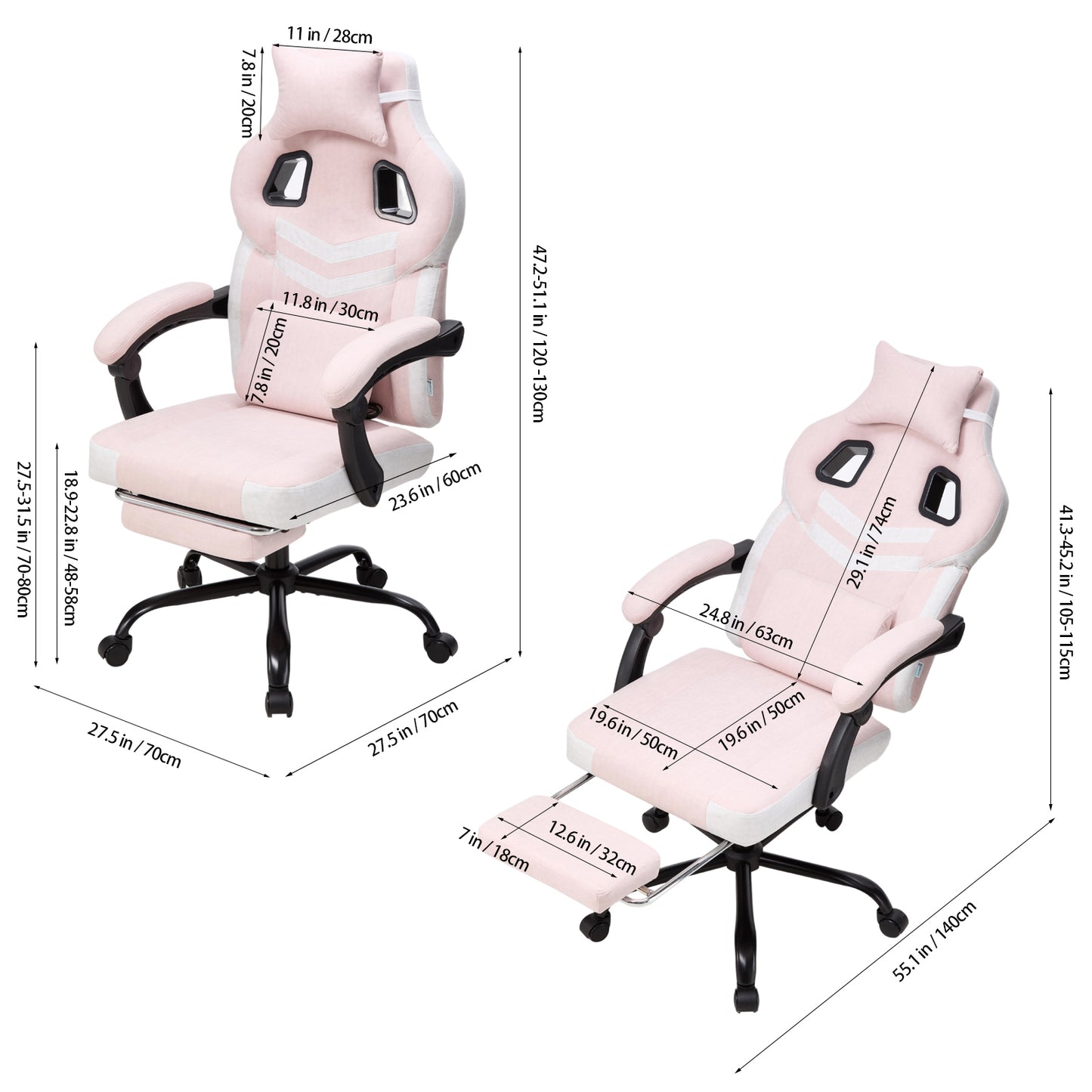 Height-Adjustable Ergonomic Reclining Gaming Chair with Massage Lumbar Support & Footrest