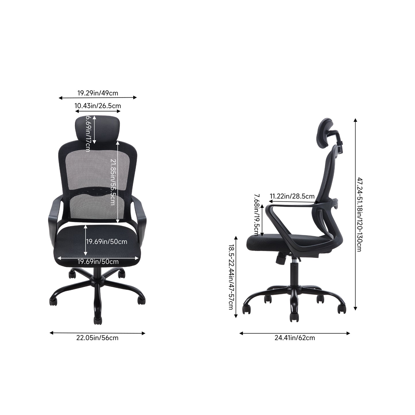 Ergonomic Mesh Office Chair with Adjustable Headrest & 15° Tilt Recline