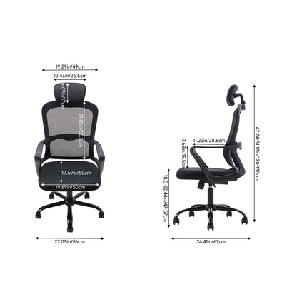 Ergonomic Mesh Office Chair with Adjustable Headrest & 15° Tilt Recline