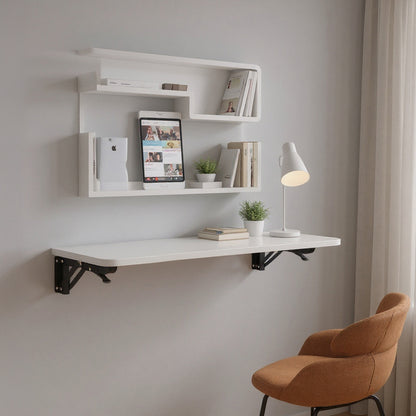 Wall-mounted Folding Table with Iron Brackets