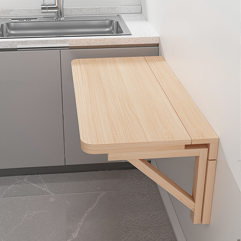 Wall-mounted Folding Table with Wooden Brackets