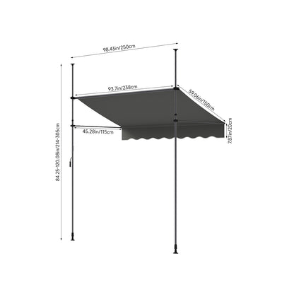 Retractable Awning with Adjustable Support Poles