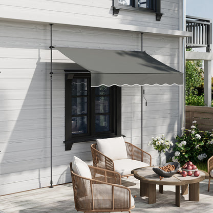 Retractable Awning with Adjustable Support Poles