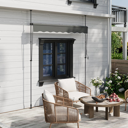 Retractable Awning with Adjustable Support Poles