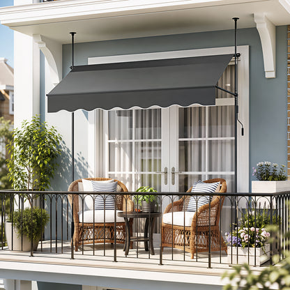 Retractable Awning with Adjustable Support Poles