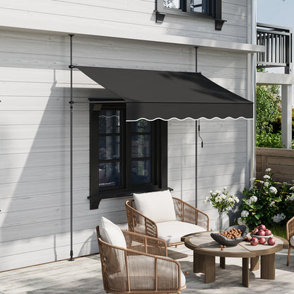 Retractable Awning with Adjustable Support Poles
