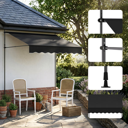 Retractable Awning with Adjustable Support Poles