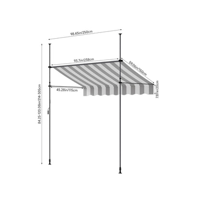 Retractable Awning with Adjustable Support Poles