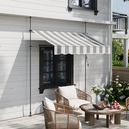Retractable Awning with Adjustable Support Poles