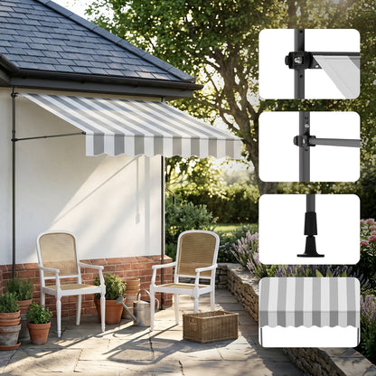 Retractable Awning with Adjustable Support Poles