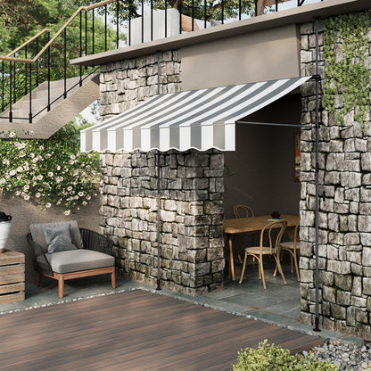 Retractable Awning with Adjustable Support Poles