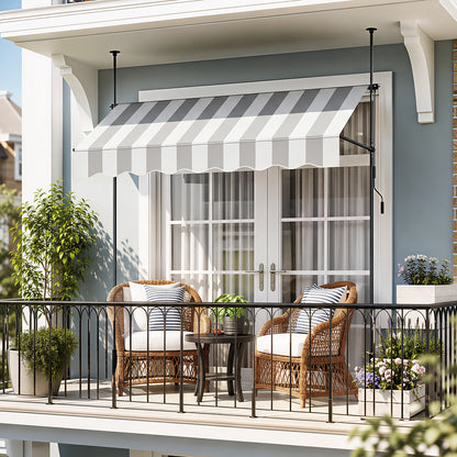Retractable Awning with Adjustable Support Poles