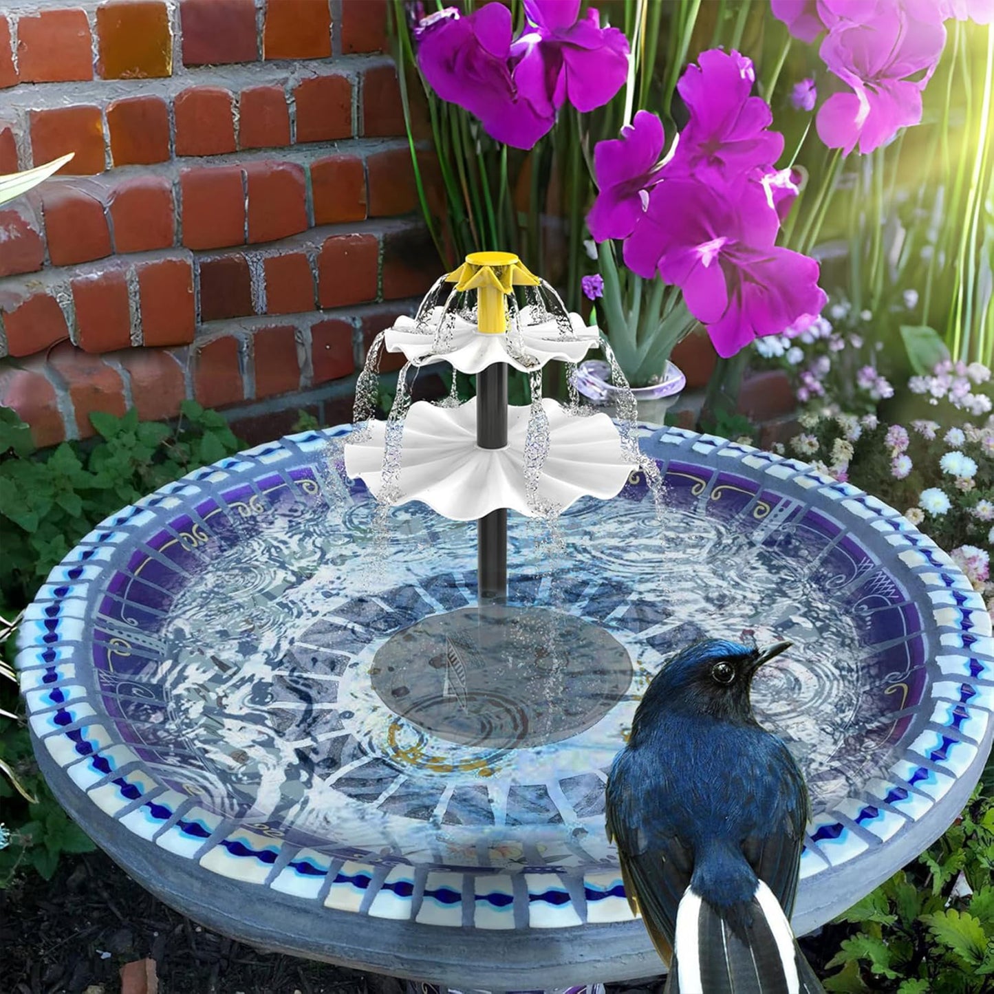 4W Solar Fountain Pump with Adjustable Solar Panel & 6 Nozzles