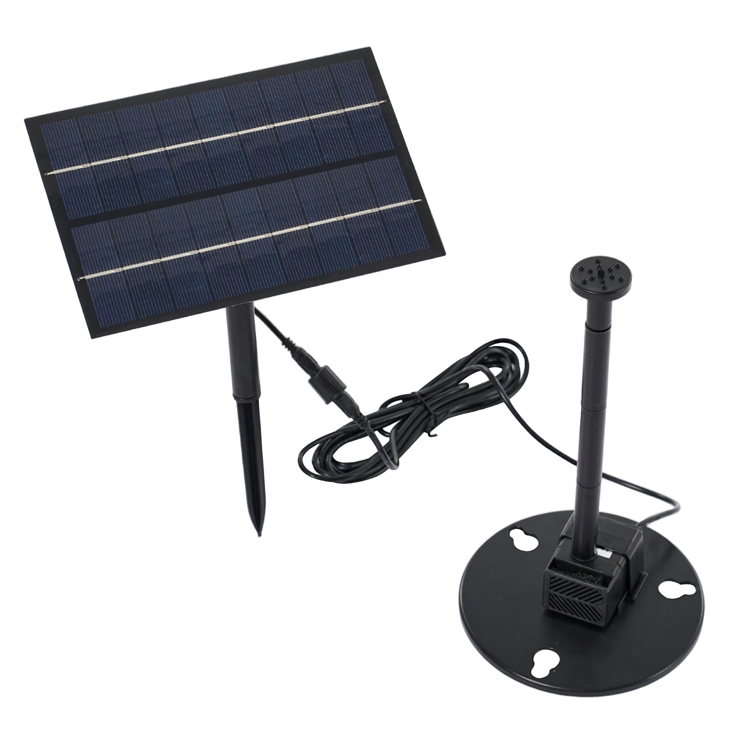 4W Solar Fountain Pump with Adjustable Solar Panel & 6 Nozzles