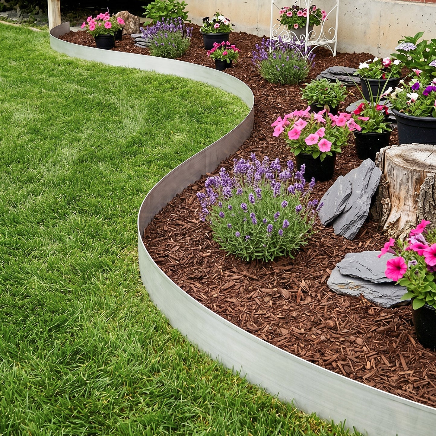 5/10M Silver Metal Garden Edging