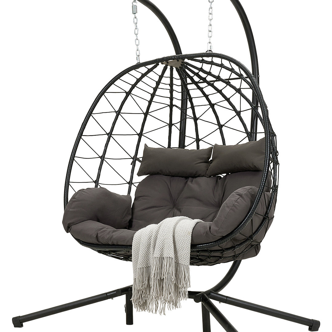 2-Seater Swing Hanging Egg Chair with Metal Stand
