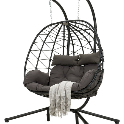 2-Seater Swing Hanging Egg Chair with Metal Stand