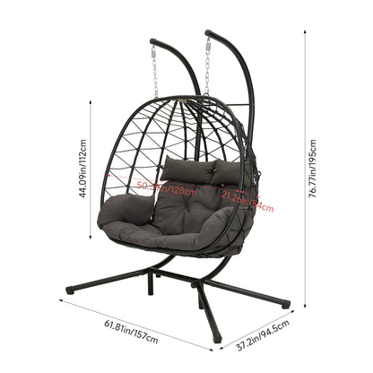 2-Seater Swing Hanging Egg Chair with Metal Stand