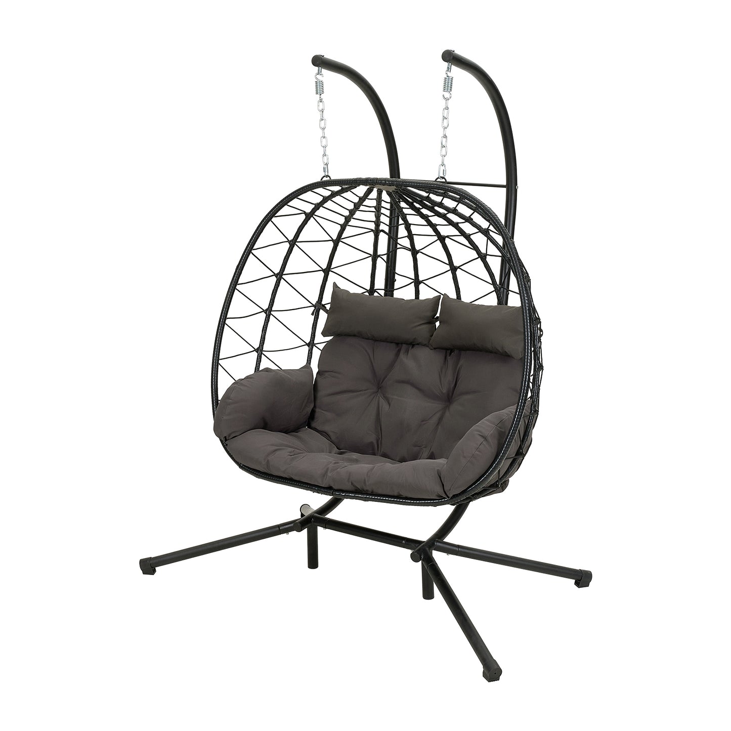 2-Seater Swing Hanging Egg Chair with Metal Stand