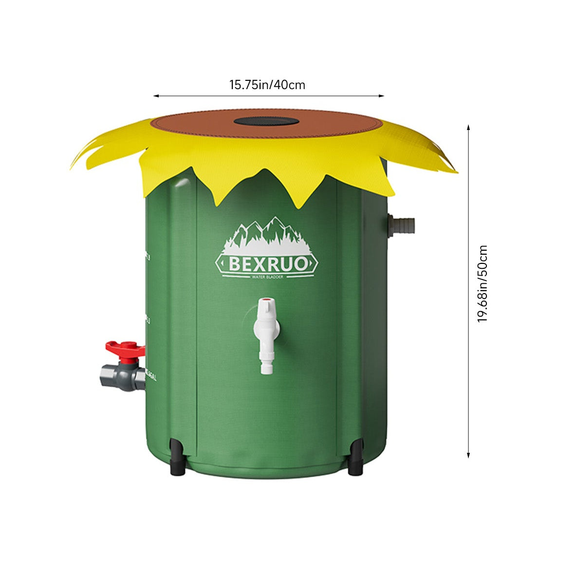 50L Collapsible Rain Barrel with Spigot & Overflow