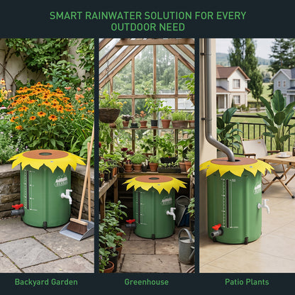50L Collapsible Rain Barrel with Spigot & Overflow