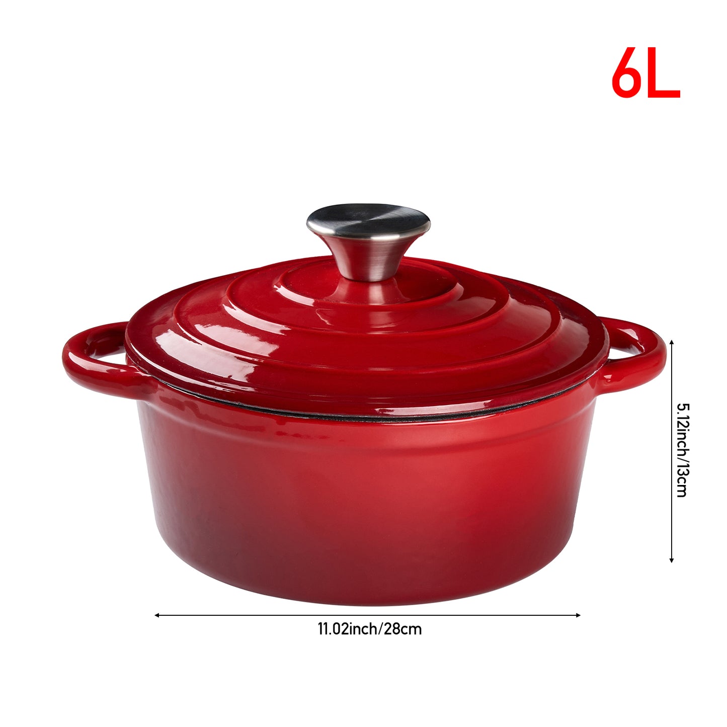 6L Enameled Cast Iron Dutch Oven Pot with Lid