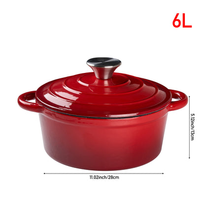 6L Enameled Cast Iron Dutch Oven Pot with Lid