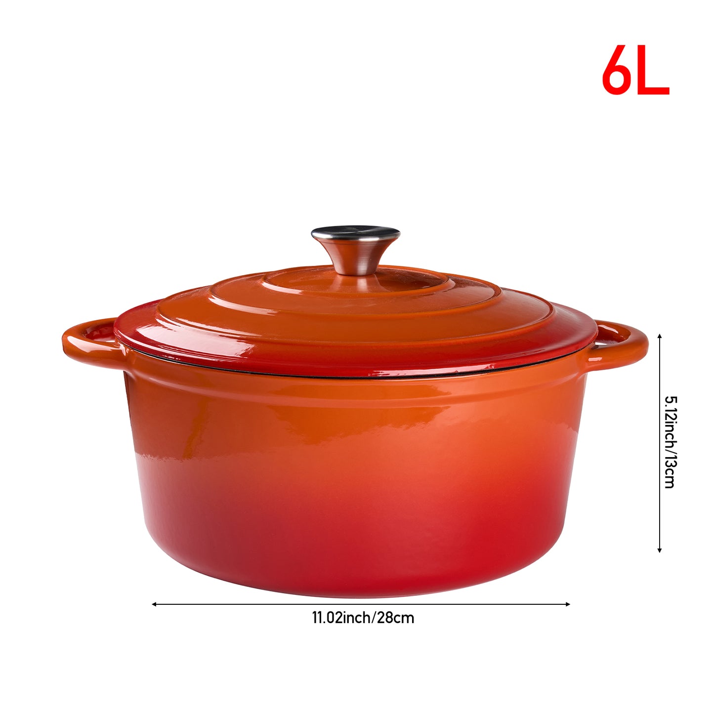 6L Enameled Cast Iron Dutch Oven Pot with Lid