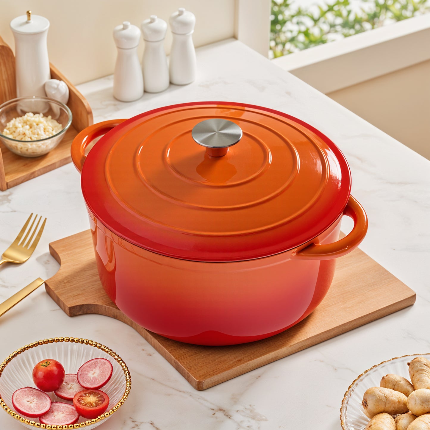 6L Enameled Cast Iron Dutch Oven Pot with Lid