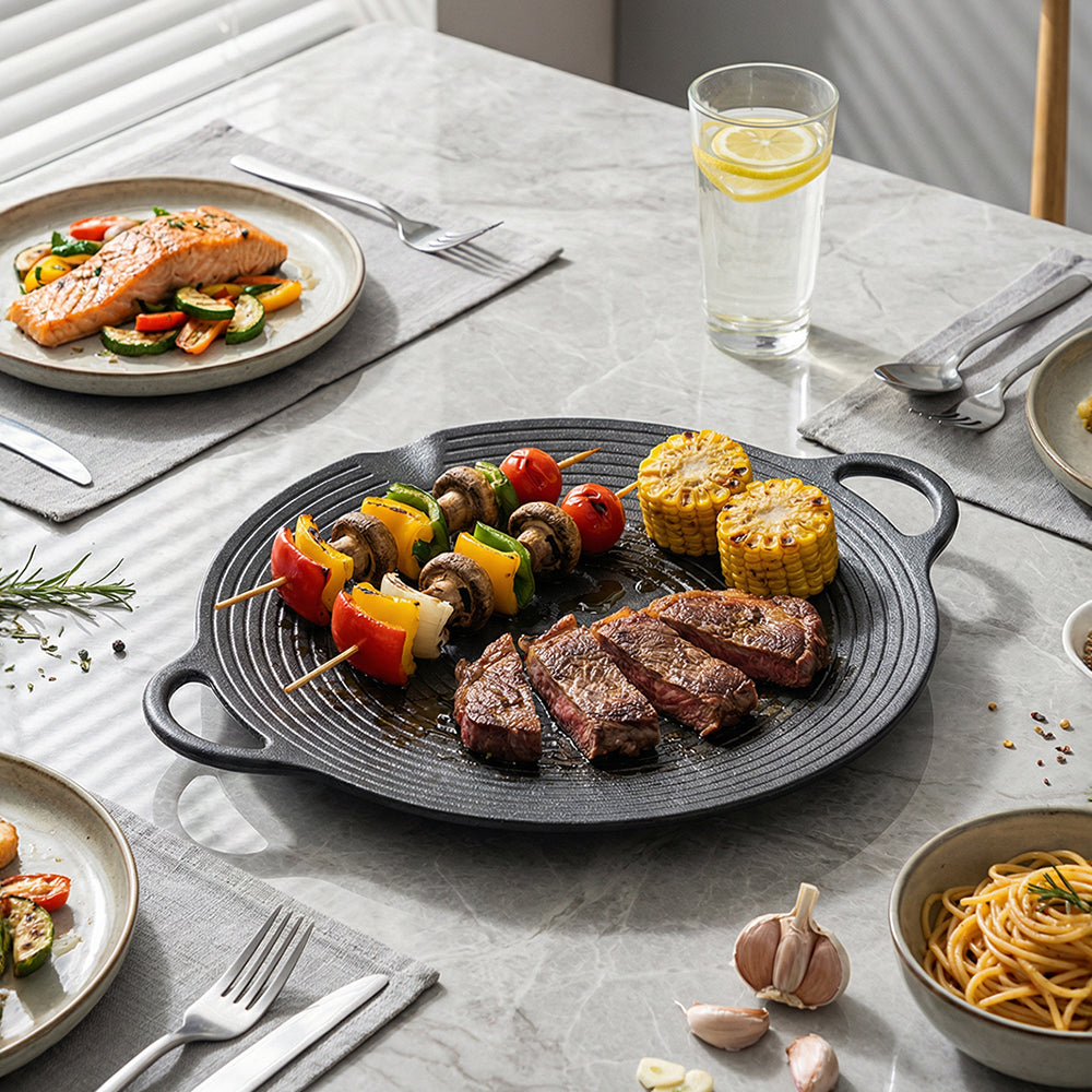 Pre-Seasoned Round Cast Iron Grill Pan