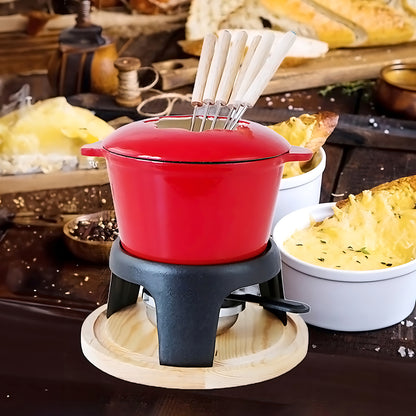 2L Cast Iron Fondue Pot Set