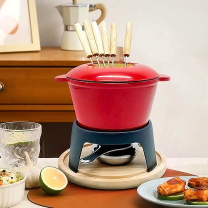 2L Cast Iron Fondue Pot Set