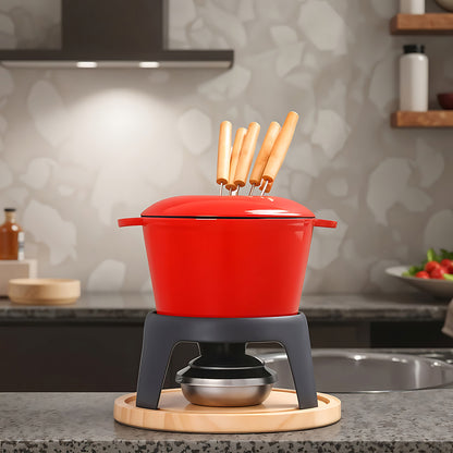 2L Cast Iron Fondue Pot Set