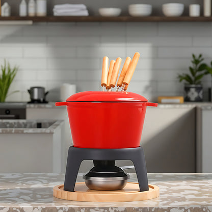 2L Cast Iron Fondue Pot Set