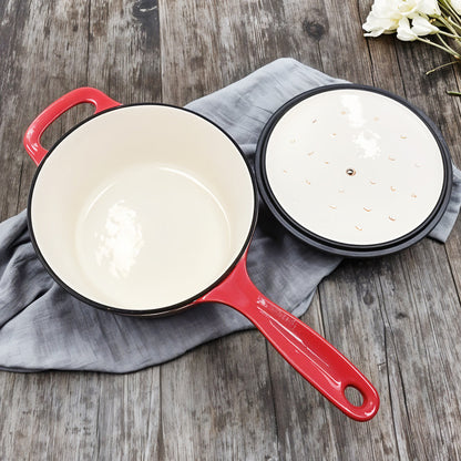 Enameled Cast Iron Saucepan with Lid
